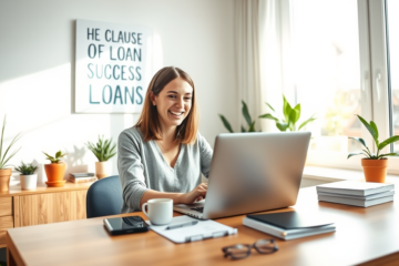 A person looking at their laptop while applying for a loan online, representing the ease of getting loan approval.