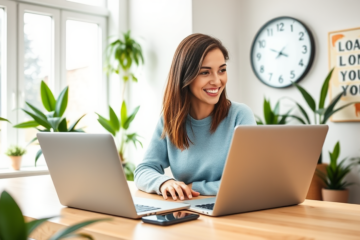 A person using a laptop to apply for a quick loan online.