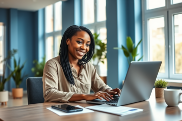 Person checking their credit report online on a laptop.