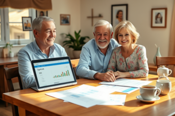 A senior couple reviewing their loan options for financial support.