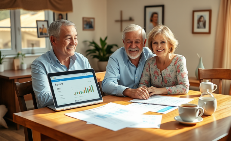 A senior couple reviewing their loan options for financial support.