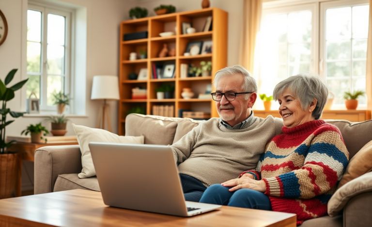 A senior couple discussing financial options for personal loans.