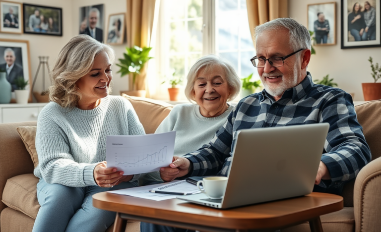 An elderly couple discussing their options for securing loans for their financial needs.