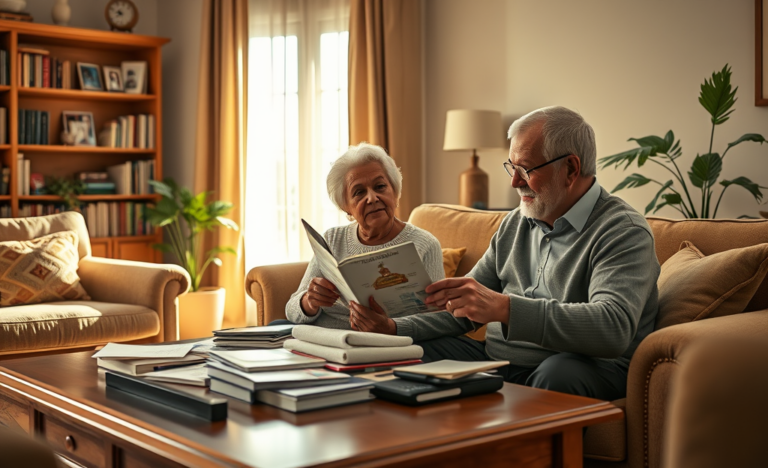 A senior citizen exploring loan options with a financial advisor.