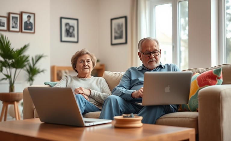 A senior citizen exploring loan options on a digital device, showcasing easy access to funds online.