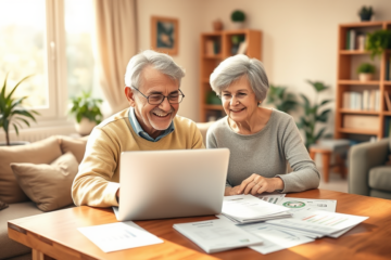 An older couple discussing loan options with a lender