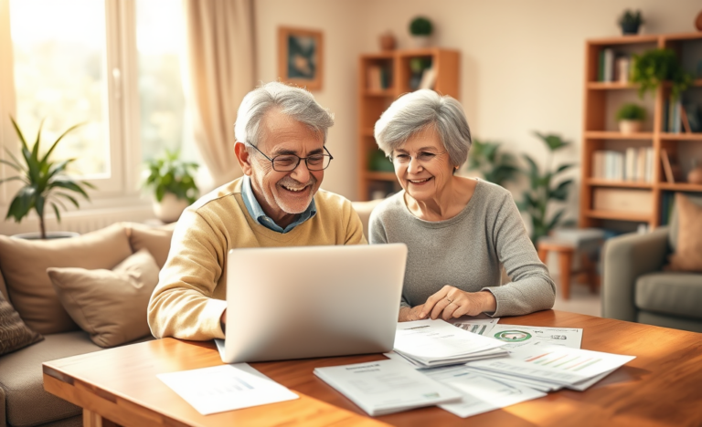 An older couple discussing loan options with a lender