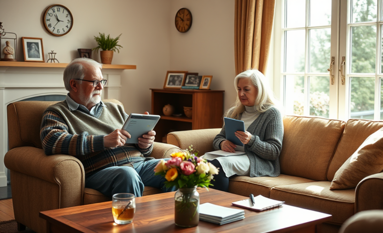 An elderly person reviewing loan options with a financial advisor.
