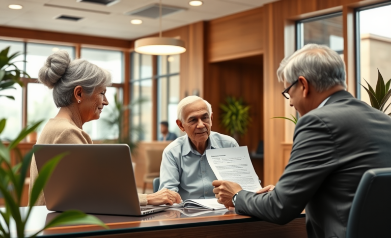 A senior looking at loan options to secure financial support.