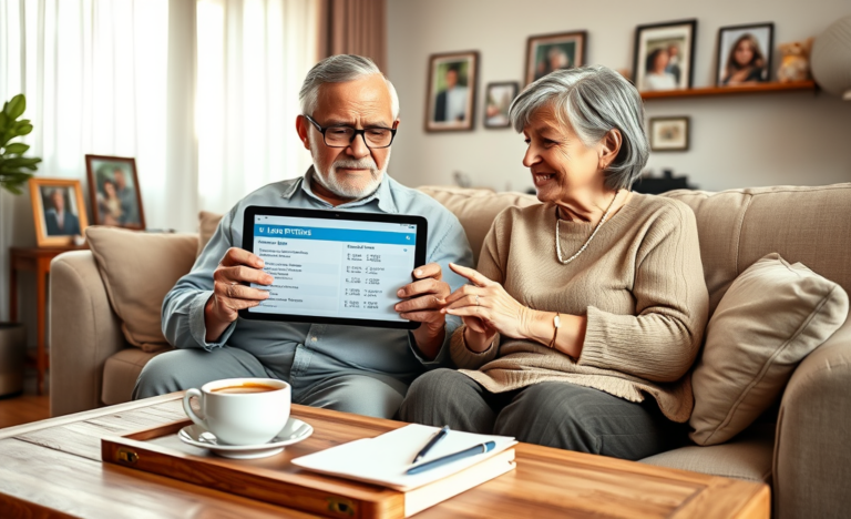 A senior couple considering their financial options with Avant Personal Loans.