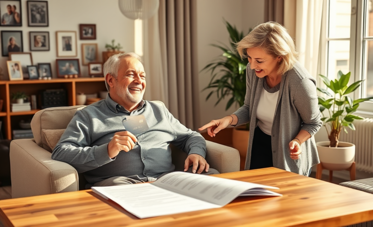A senior examining options for a personal loan upgrade card for quick cash access.