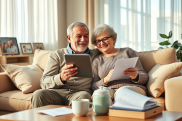 An elderly couple discussing finances while considering a Citibank personal loan for seniors.