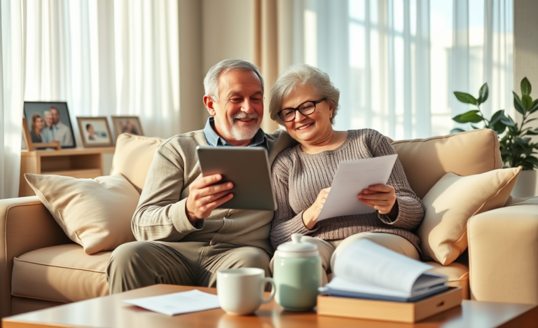 An elderly couple discussing finances while considering a Citibank personal loan for seniors.