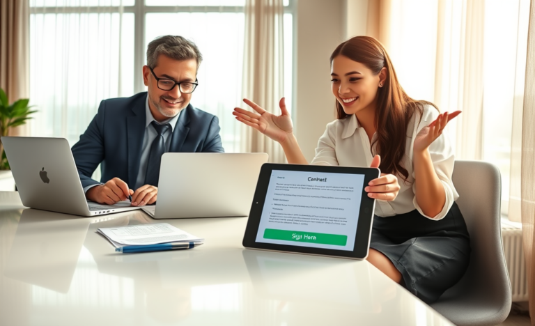 Image illustrating the quick approval process of electronic contracts.