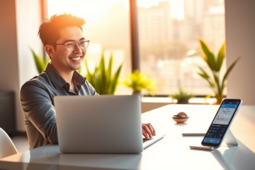 A person applying for quick credit online, representing how to get credit in a few minutes.