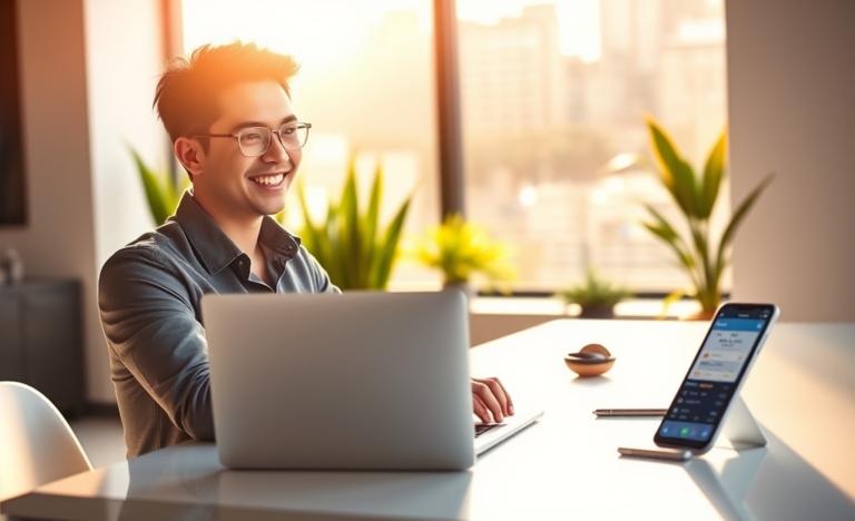 A person applying for quick credit online, representing how to get credit in a few minutes.