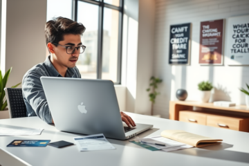 A person reviewing options for applying for credit with limited documents.
