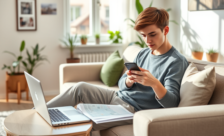 Person applying for a loan using a mobile app on their smartphone.