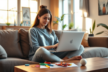 A person working on a laptop at home, exploring online money-making opportunities.