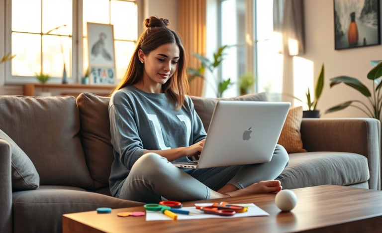 A person working on a laptop at home, exploring online money-making opportunities.