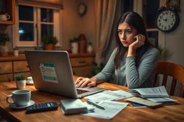 A person calculating expenses with a calculator and paperwork, symbolizing the need for quick financial solutions.