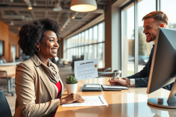 A person receiving instant loan approval and cash.