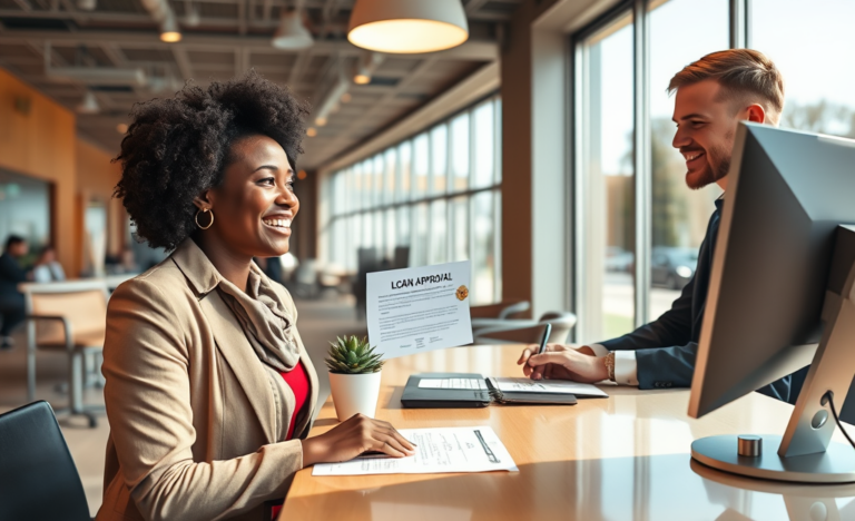 A person receiving instant loan approval and cash.