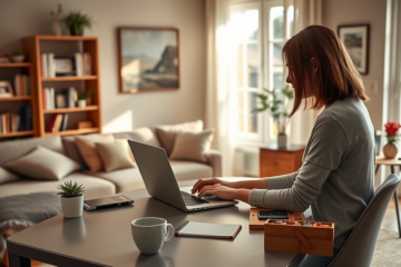 A person working from home on a laptop, exploring online income opportunities.