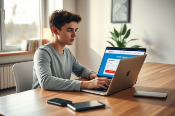 A person using a laptop to request their credit online.