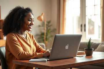 A person applying for a loan online from the comfort of home.
