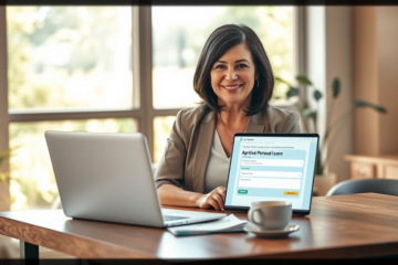 A person applying for personal loans online, showcasing the ease and convenience of obtaining funds from Sunshine Loans.